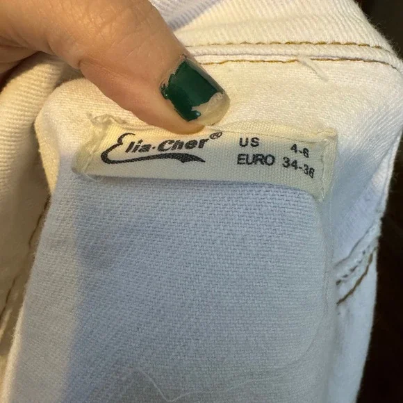 Elia-Cher Womens Y2k Streetwear Frayed Denim Cropped Jacket White Size 4/6 - Picture 7 of 8